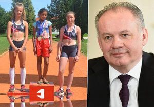 Slovenský prezident Andrej Kiska se setkal s mladou běžkyní, která vyhrála závod jen v balerínách