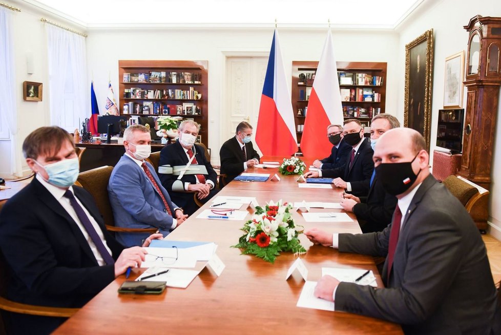 Prezident Miloš Zeman v Praze přijal polského prezidenta Andrzeje Dudu (9.12.2020)