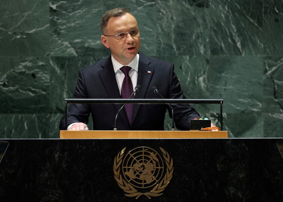 Polský prezident Andrzej Duda na Valném shromáždění OSN (19.9.2023)
