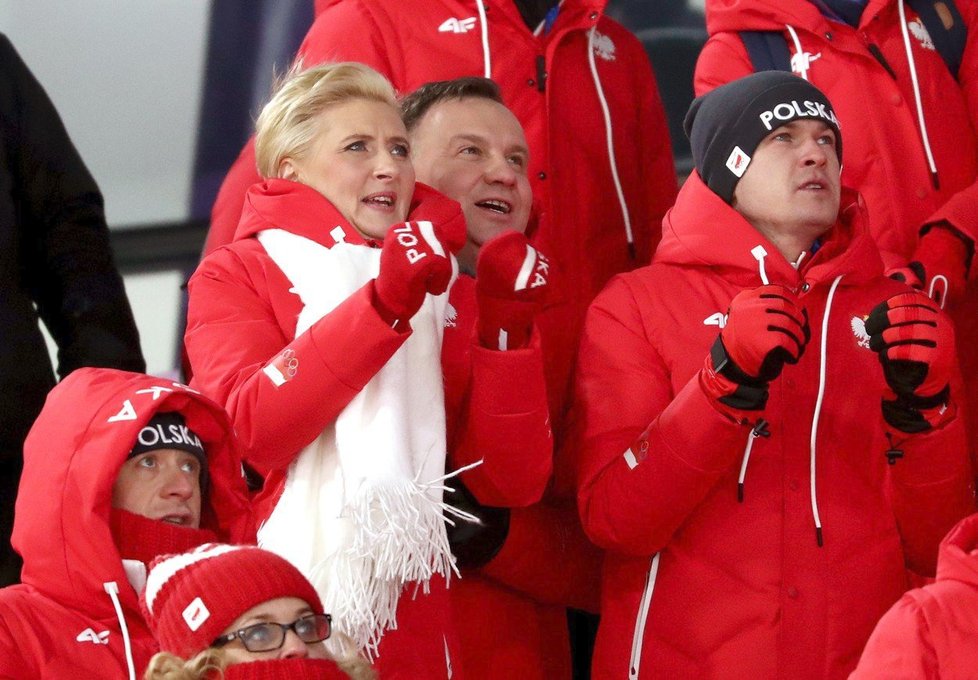 Polský prezident Andrzej Duda s manželkou Agatou na OH v jihokorejském Pchjongčchangu