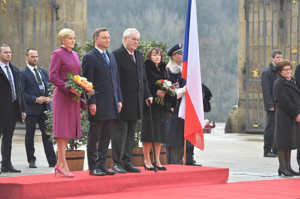 Polský prezident Andrzej Duda s manželkou Agatou na návštěvě Prahy