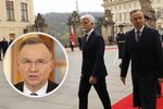 Polský prezident Andrzej Duda během návštěvy Prahy na setkání prezidentů V4