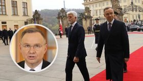 Polský prezident Andrzej Duda během návštěvy Prahy na setkání prezidentů V4