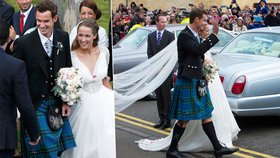 Velkolepá skotská svatba tenisty Murrayho: Ženich v kiltu a veselka v jeho luxusním hotelu