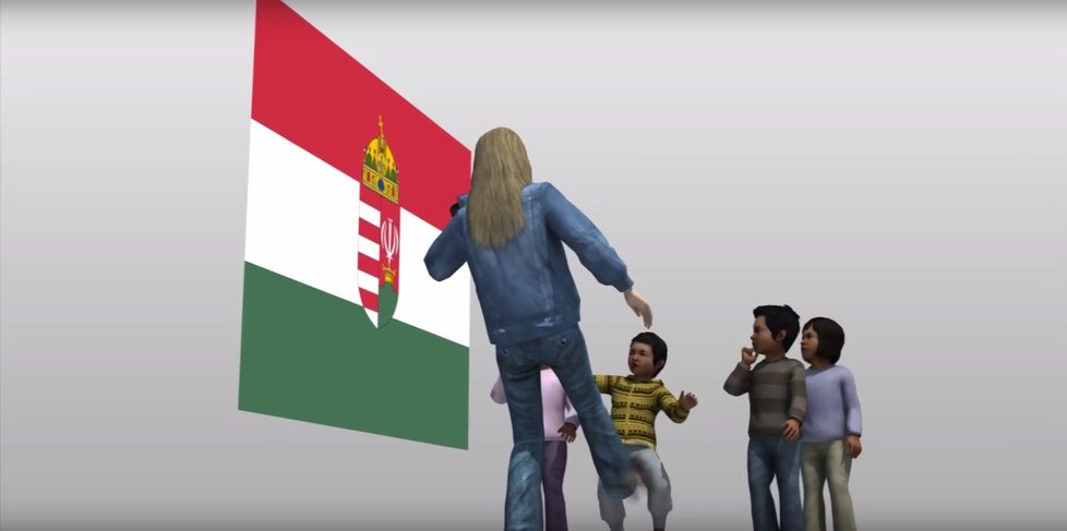 Maďarská kameramanka ve videu kope do uprchlíků.