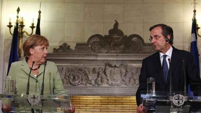 Angela Maerkelová a Antonis Samaras