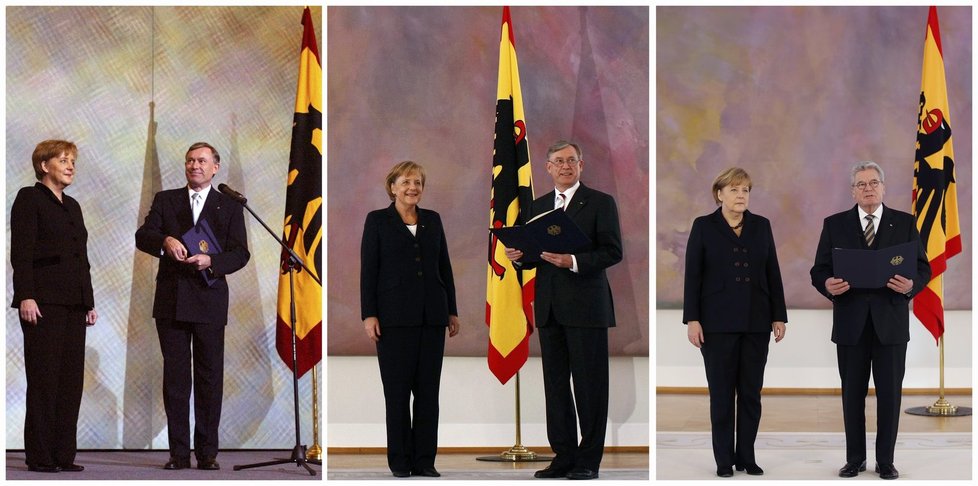 Kancléřka Angela Merkel v roce 2005, 2009 a 2013