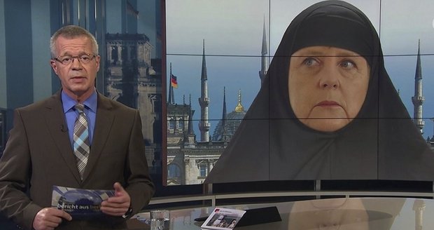 Angela Merkel, muslimka. Televize v Německu se postarala o poprask