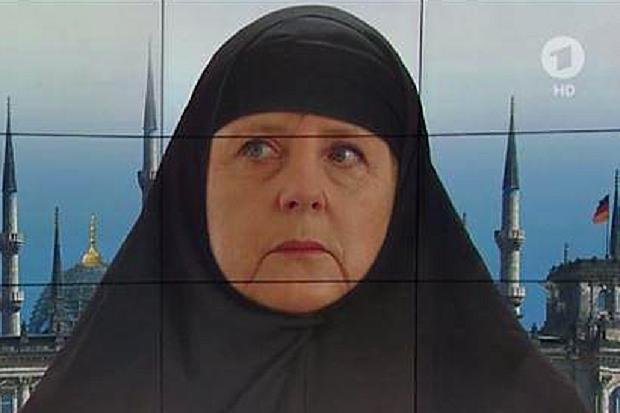 Angela Merkelová jako muslimka