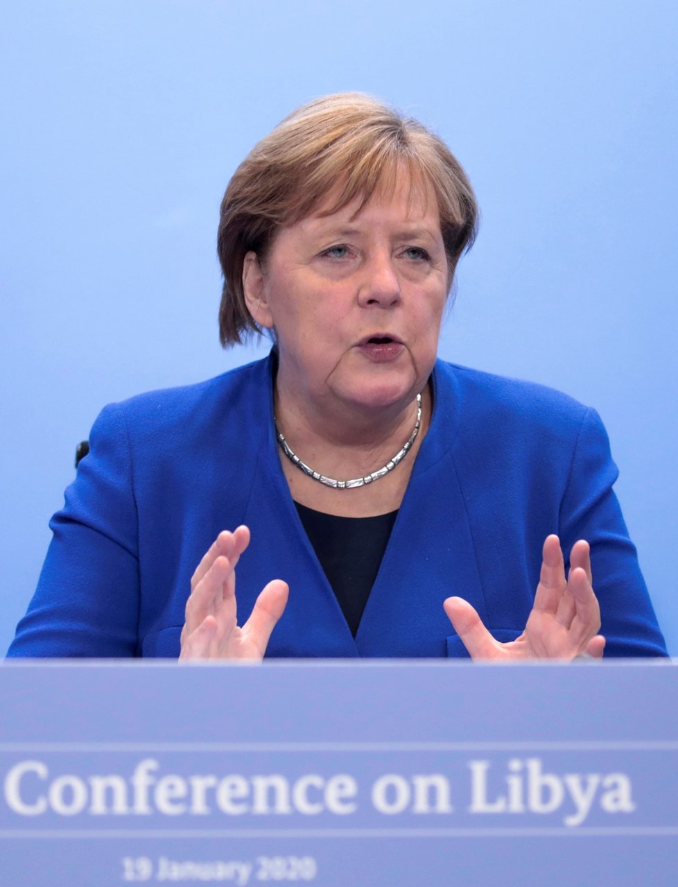 Německá kancléřka Angela Merkelová na berlínské konferenci o Libyi. (19. 1. 2020)