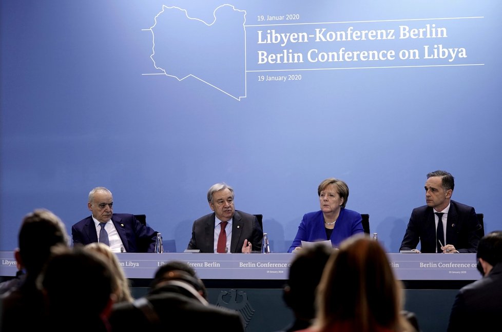 Německá kancléřka Angela Merkelová na berlínské konferenci o Libyi. (19. 1. 2020)