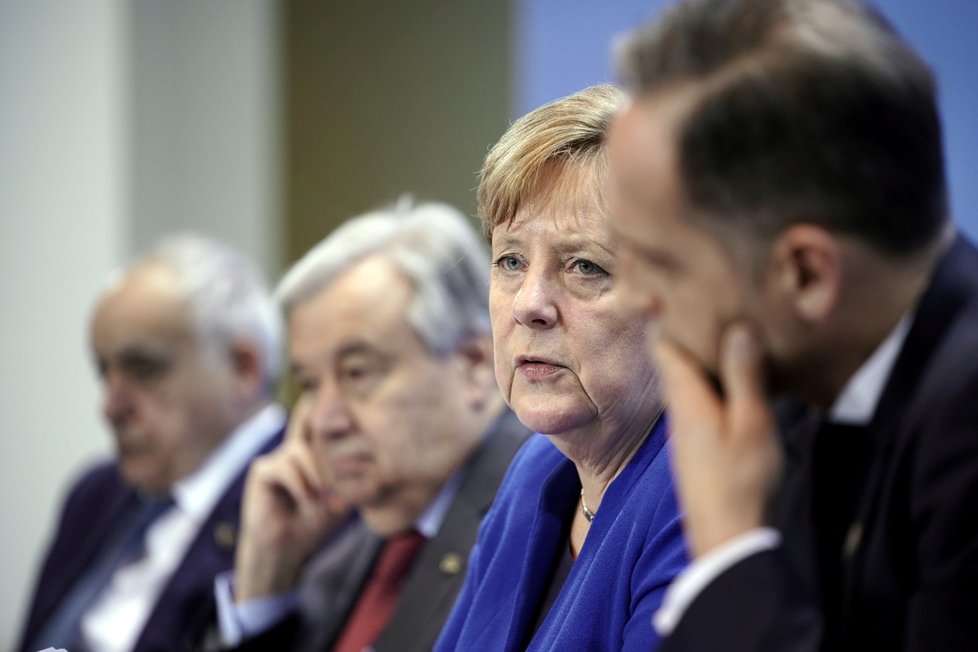 Německá kancléřka Angela Merkelová na berlínské konferenci o Libyi (19. 1. 2020)