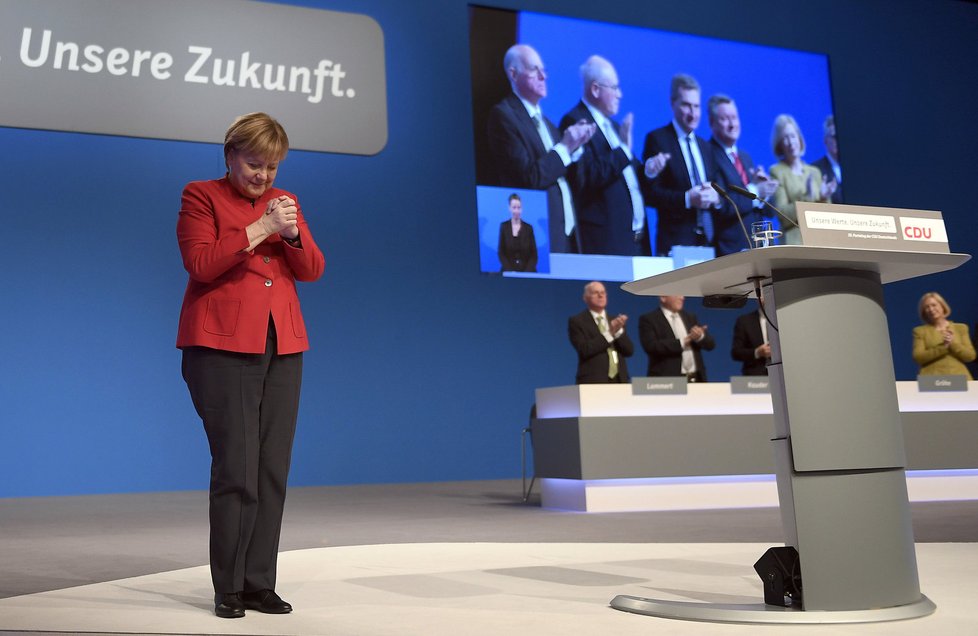 Německá kancléřka Angela Merkelová na úterním sjezdu CDU