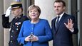 Angela Merkelová na summitu ke krizi na Ukrajině s Emmanuelem Macronem