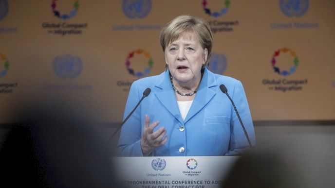 Německá kancléřka Angela Merkelová na konferenci v Marrakéši, kde byl přijat Globální pakt o migraci