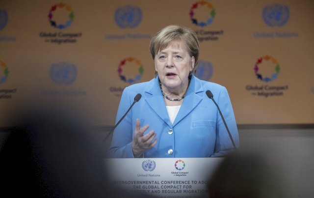 Německá kancléřka Angela Merkelová na konferenci v Marrakéši, kde byl přijat Globální pakt o migraci.