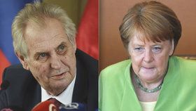 Prezident Miloš Zeman kritizuje německou kancléřku Angelu Merkelovou za její výrok o o odsunu Němců po válce