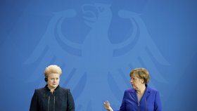 Prezidentka Litvy Dalia Grybauskaiteová s německou kancléřkou Angelou Merkelovou