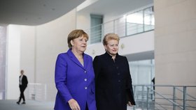 Prezidentka Litvy Dalia Grybauskaiteová s německou kancléřkou Angelou Merkelovou