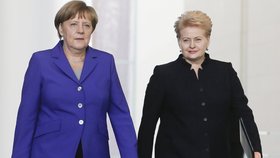 Prezidentka Litvy Dalia Grybauskaiteová s německou kancléřkou Angelou Merkelovou