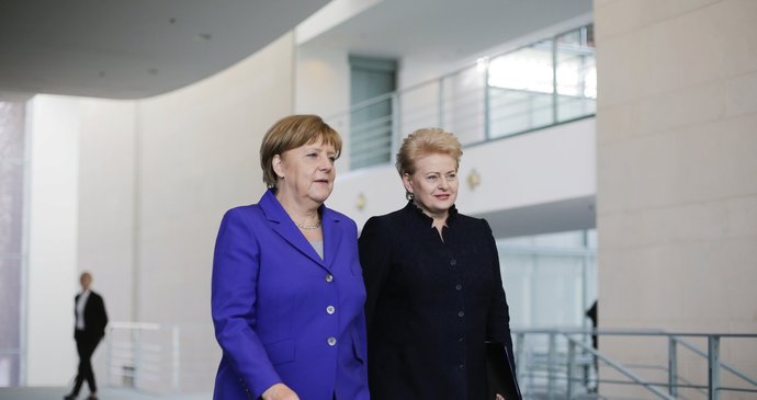 Prezidentka Litvy Dalia Grybauskaiteová s německou kancléřkou Angelou Merkelovou