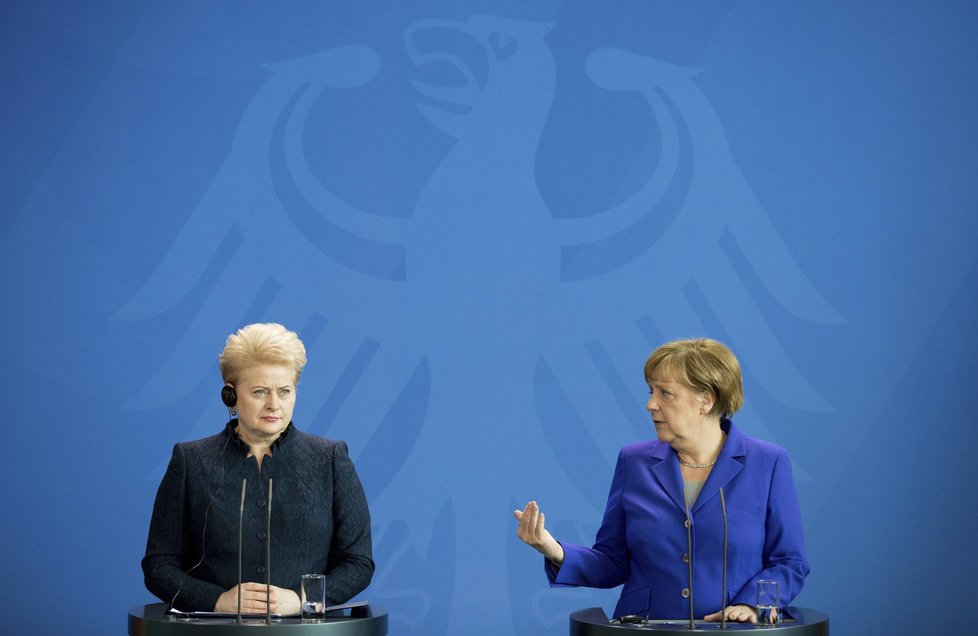Prezidentka Litvy Dalia Grybauskaiteová s německou kancléřkou Angelou Merkelovou