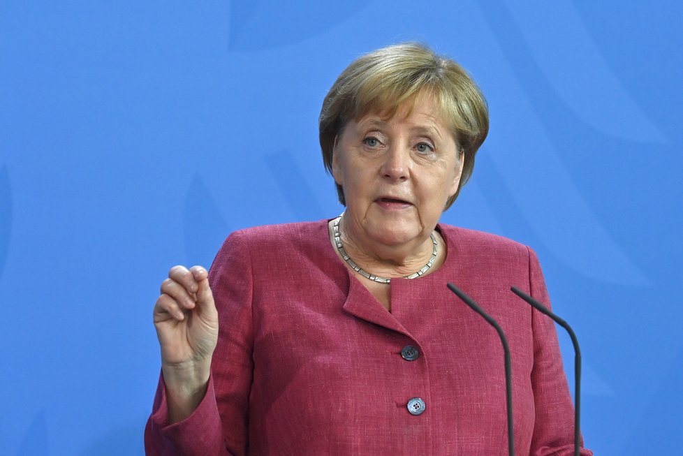 Německá kancléřka Angela Merkelová po jednání skupiny G7 o afghánské krizi (24.8.2021).