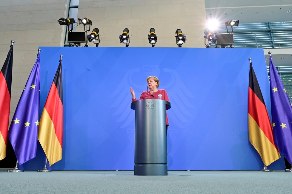 Německá kancléřka Angela Merkelová po jednání skupiny G7 o afghánské krizi (24.8.2021)