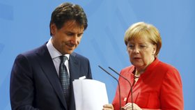 Německá kancléřka Angela Merkelová a italský premiér Giuseppe Conte
