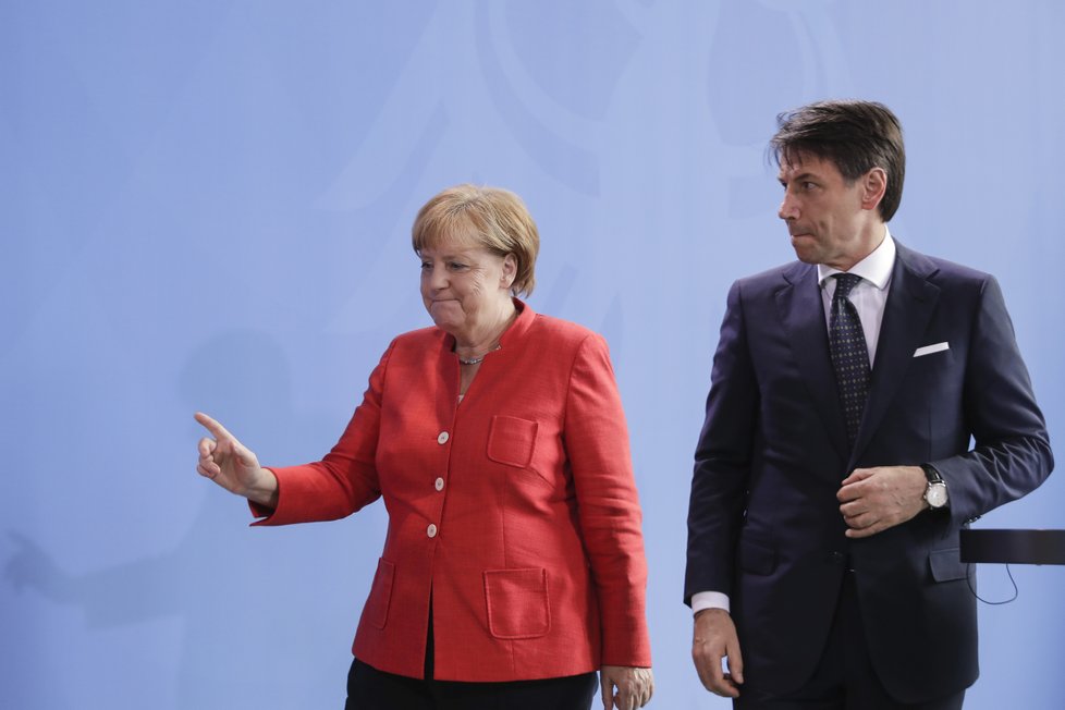 Německá kancléřka Angela Merkelová a italský premiér Giuseppe Conte