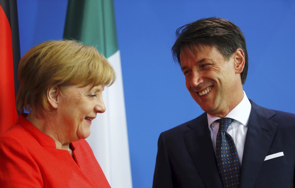 Německá kancléřka Angela Merkelová a italský premiér Giuseppe Conte