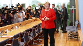 Angela Merkelová na tradiční letní tiskovce s německými novináři v Berlíně