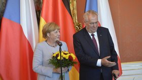 Angela Merkelová a prezident Miloš Zeman