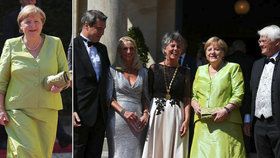 Merkelová na operním festivalu: Samé úsměvy, zelené šaty, manžel nikde a německá smetánka