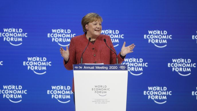 Angela Merkelová na Světovém ekonomickém fóru v Davosu