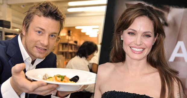 Angelina Jolie chce do svatby s Bradem Pittem přibrat. Pomáhí jí populární kuchař Jamie Oliver.