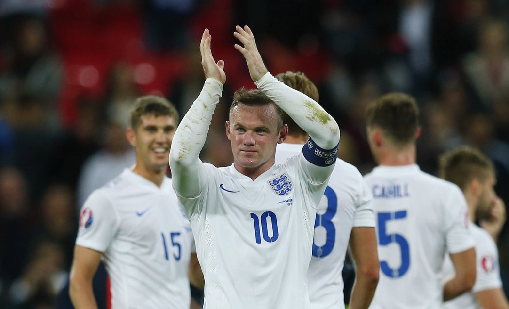 Útočník Anglie Wayne Rooney slaví 50. gól v reprezentaci