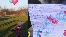 Anička P. ( 4) z Berounska poslala přání po baloncích: Dopis Ježíškovi uletěl 400 km