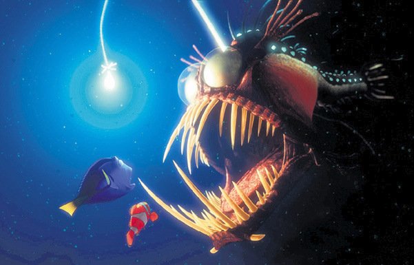 Děsivá ryba z filmu Hledá se Nemo.