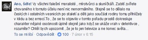 Nenávistné komentáře Ano, šéfe! na Facebooku