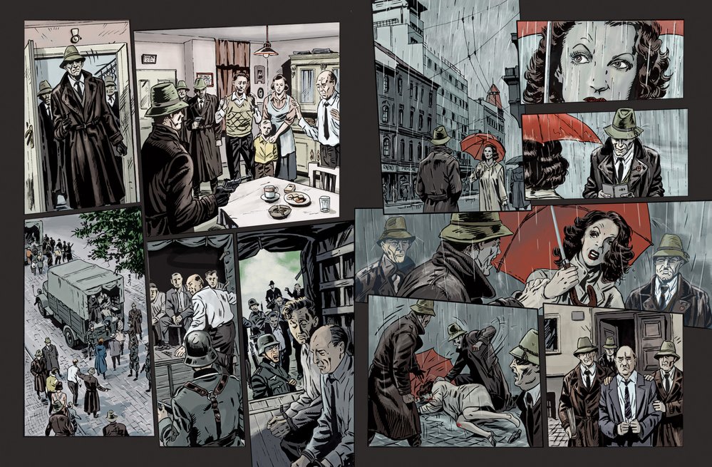 Ilustrace použité z komiksových knih autorské dvojice Zdeněk Ležák a Michal Kocián - Anthropoid aneb Zabili jsme Heydricha (Argo 2021), Tři králové (Argo 2017) a Stopa legionáře 2 - Osudy (Argo 2015)