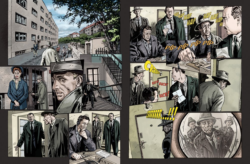 Ilustrace použité z komiksových knih autorské dvojice Zdeněk Ležák a Michal Kocián - Anthropoid aneb Zabili jsme Heydricha (Argo 2021), Tři králové (Argo 2017) a Stopa legionáře 2 - Osudy (Argo 2015)