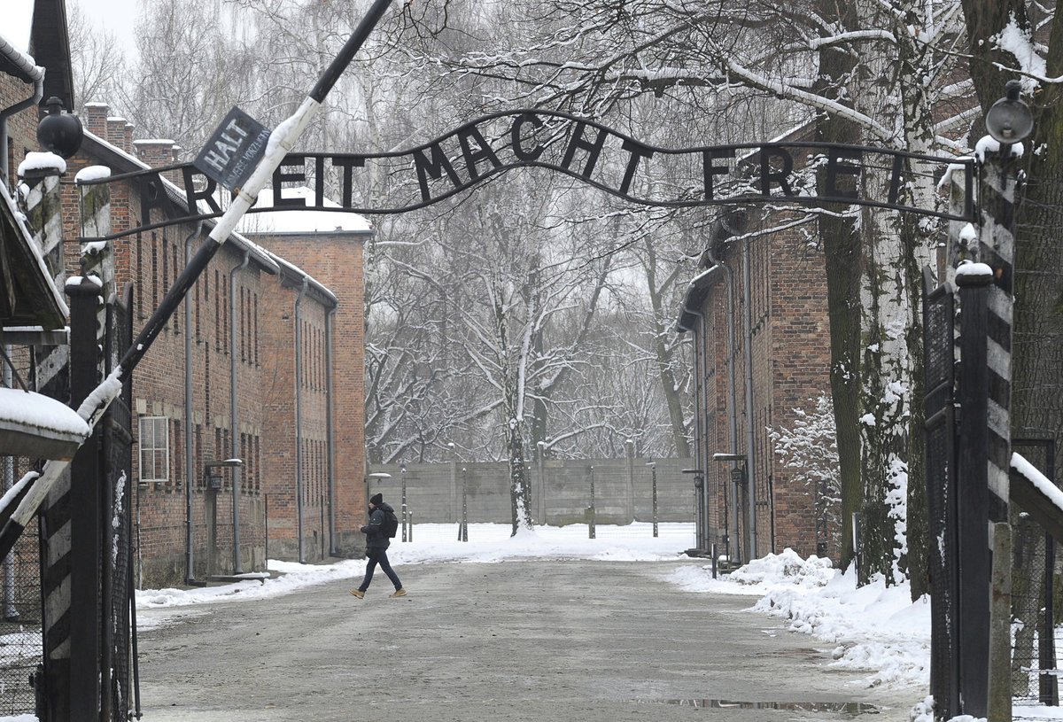 Pohled na koncentrační tábor v Osvětimi