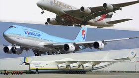 Na letiště v Praze přistál Boeing 747-8i - nejdelší letadlo světa, v barvách Korean Air.