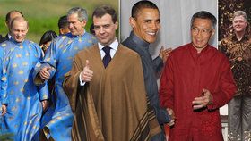 Móda na summitu APECu: Clinton v kožené bundě, Putin v kroji nebo Medveděv v ponču.