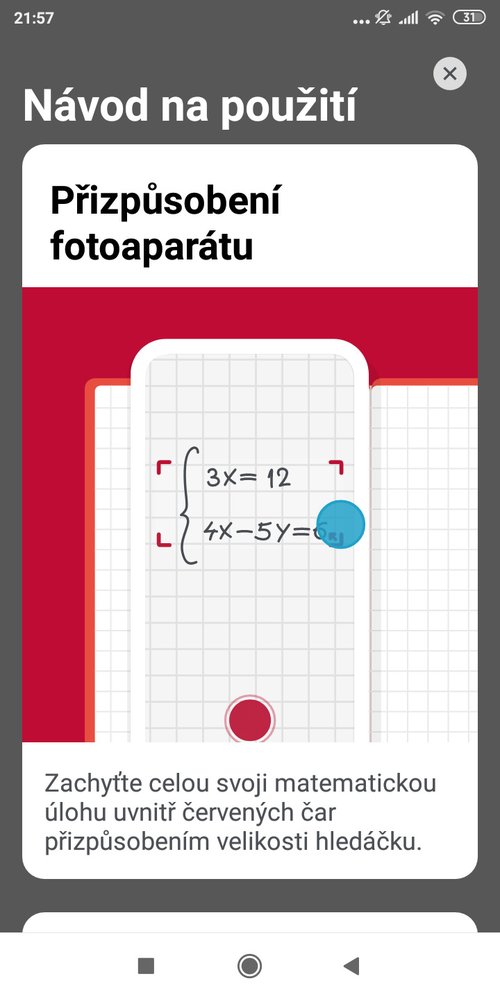 Photomath umí i úlohy vyšší obtížnosti