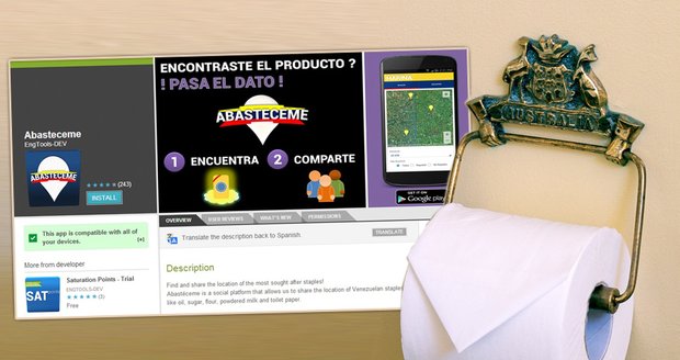 Ve Venezuele pomáhá najít nejbližší toaletní papír aplikace pro telefony s operačním systémem Android