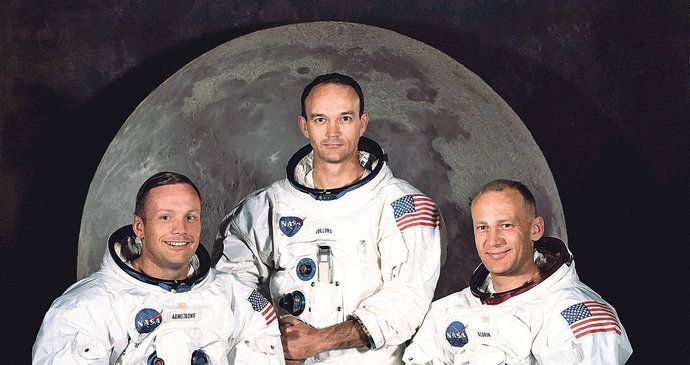 Zleva Neil Armstrong, Michael Collins a Edwin „Buzz“ Aldrin