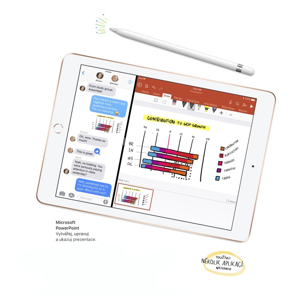  Využít můžete aplikací od Applu, ale sáhnout můžete také po konkurenčních aplikacích. Na webu Apple překvapivě doporučuje například Powerpoint od Microsoftu.