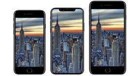 Zleva: iPhone 8, iPhone X a iPhone 8 Plus